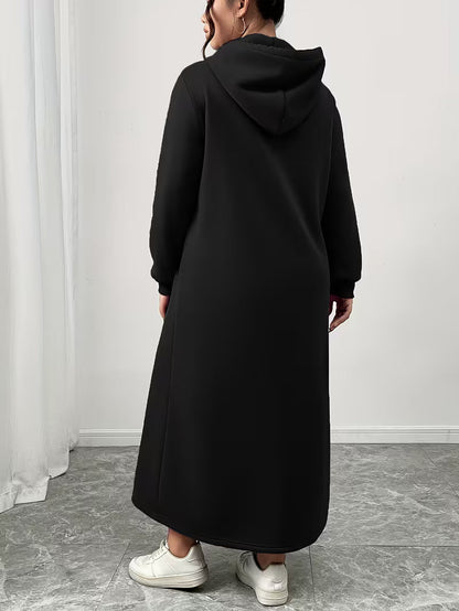 Yasha™ - Lang kjole med hætte og glat overflade
