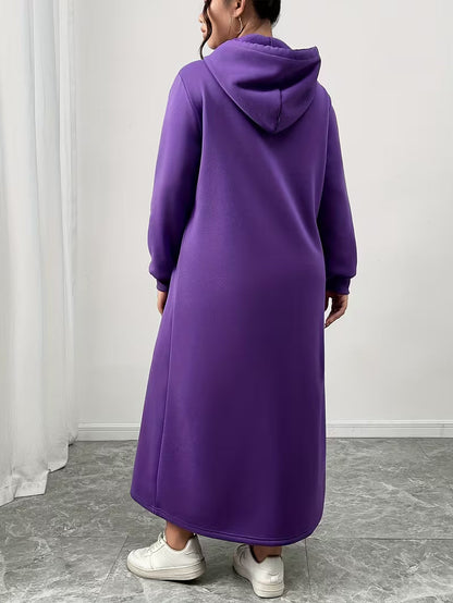 Yasha™ - Lang kjole med hætte og glat overflade