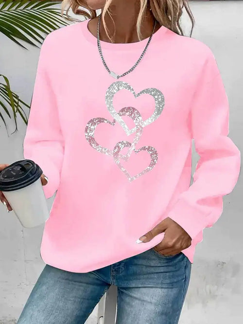 Glittered Hearts Sweatshirt | Støt brystkræft