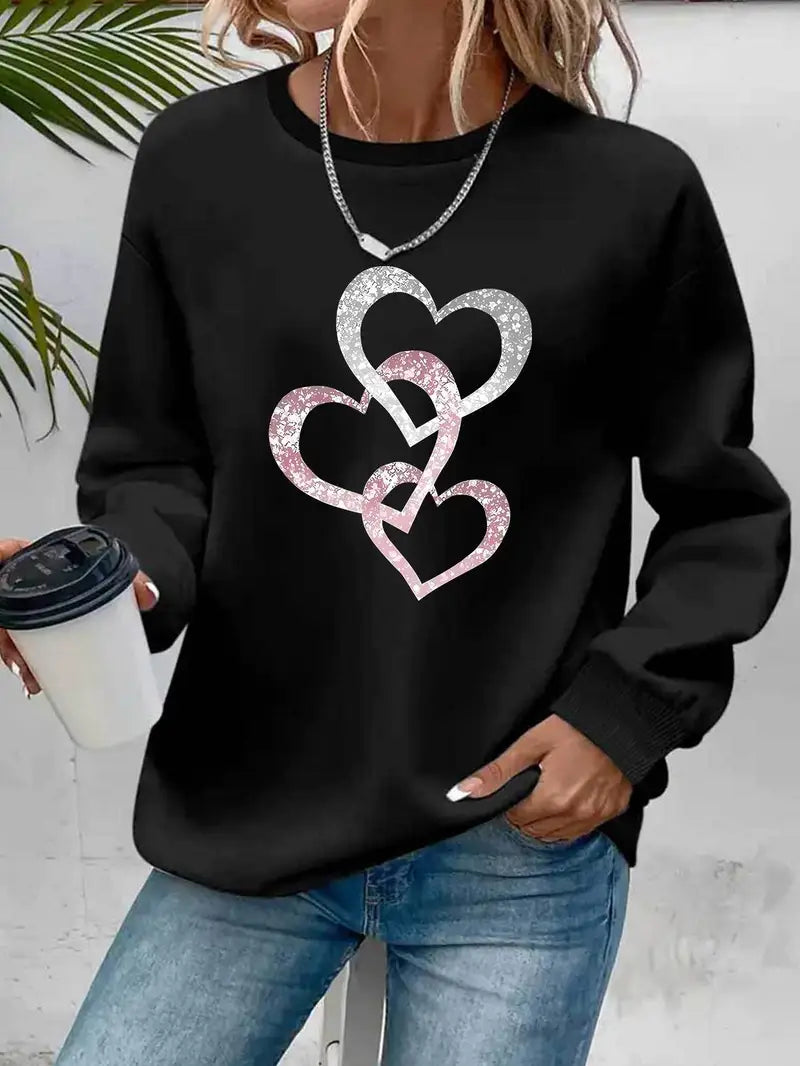 Glittered Hearts Sweatshirt | Støt brystkræft