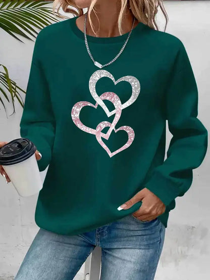 Glittered Hearts Sweatshirt | Støt brystkræft