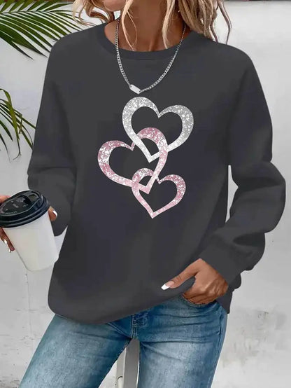 Glittered Hearts Sweatshirt | Støt brystkræft