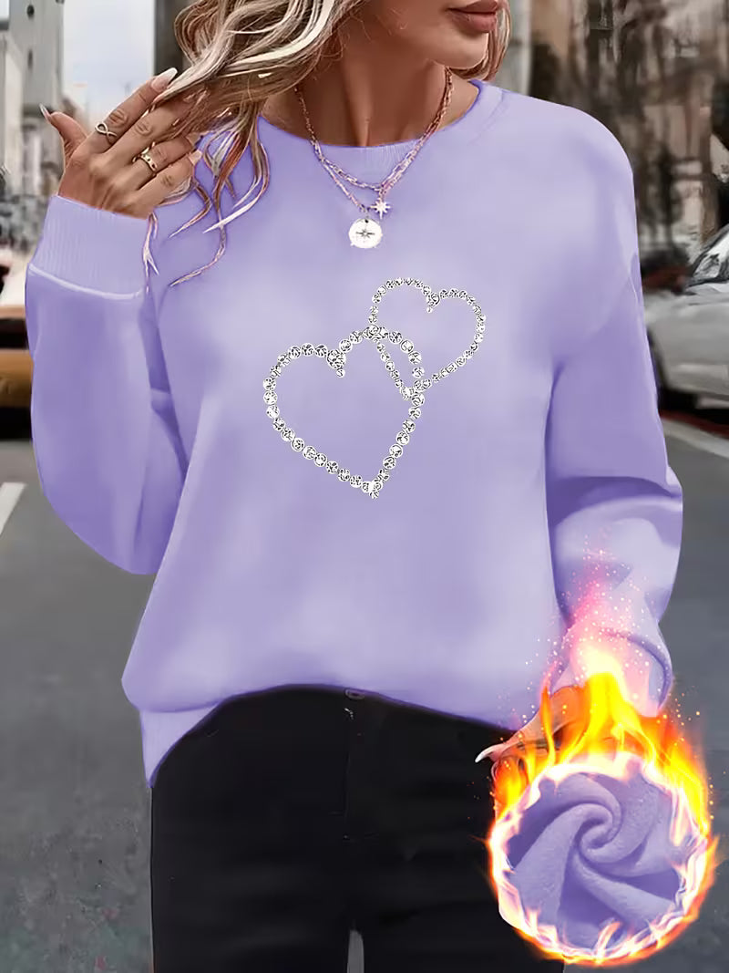 Diamond Double Heart Sweatshirt | Støt brystkræft