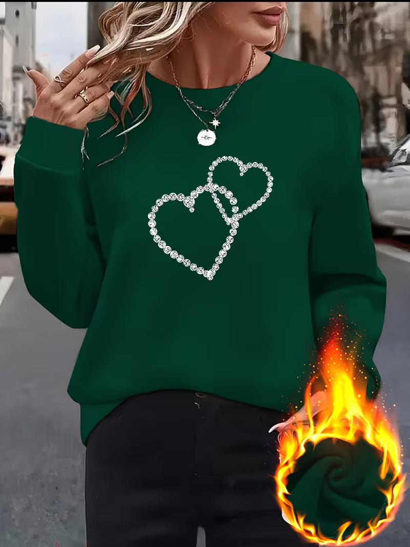 Diamond Double Heart Sweatshirt | Støt brystkræft