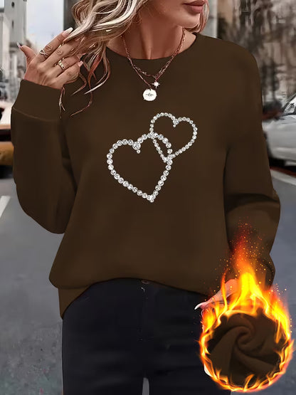 Diamond Double Heart Sweatshirt | Støt brystkræft