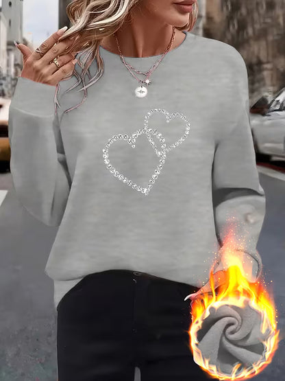 Diamond Double Heart Sweatshirt | Støt brystkræft