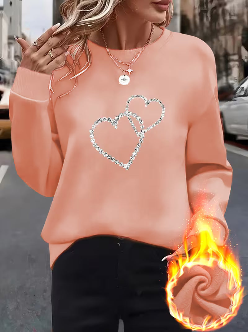 Diamond Double Heart Sweatshirt | Støt brystkræft