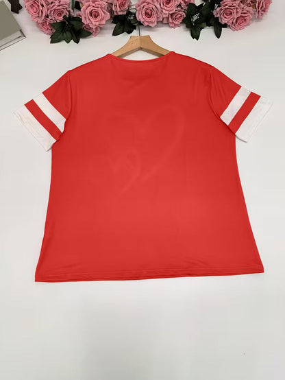 Casual Short-Sleeve Heart-Patterned | Støt brystkræft