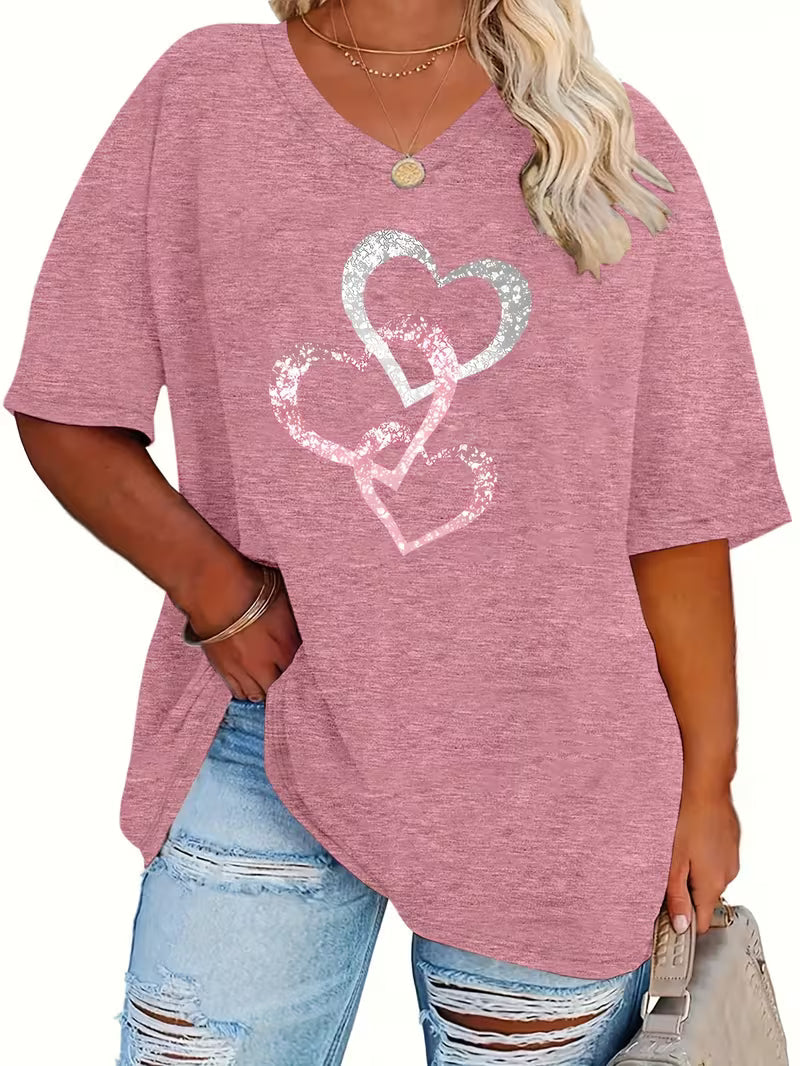 Casual Shirt With Heart Prints | Støt brystkræft