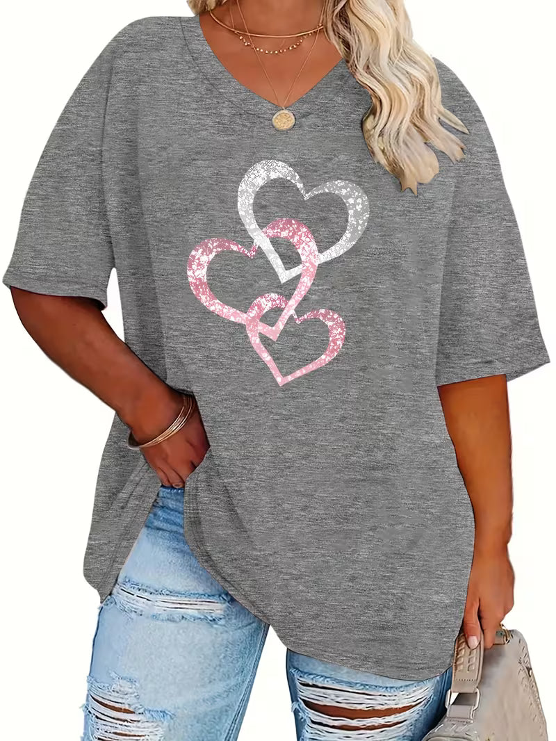 Casual Shirt With Heart Prints | Støt brystkræft
