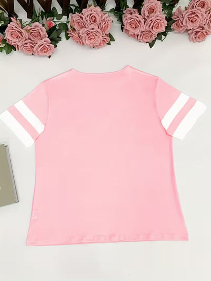 Casual Short-Sleeve Heart-Patterned | Støt brystkræft