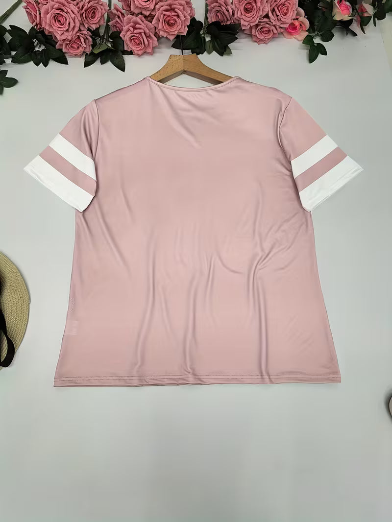 Casual Short-Sleeve Heart-Patterned | Støt brystkræft