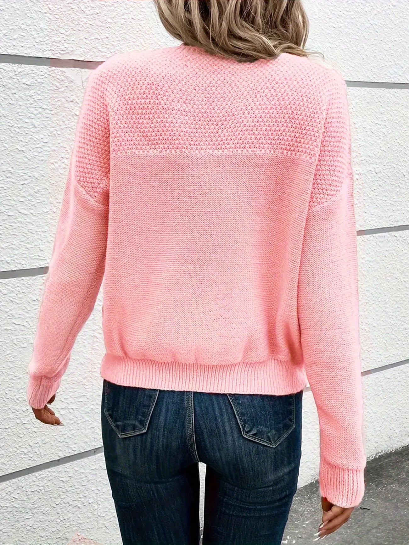 Women's Round Neck Pink  Sweater | Støt brystkræft