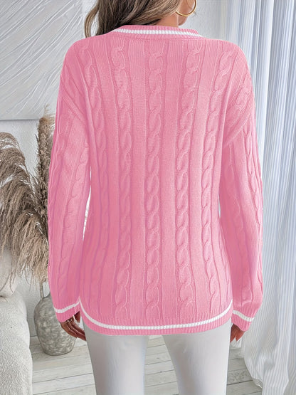 Striped Trim Sweater | Støt brystkræft