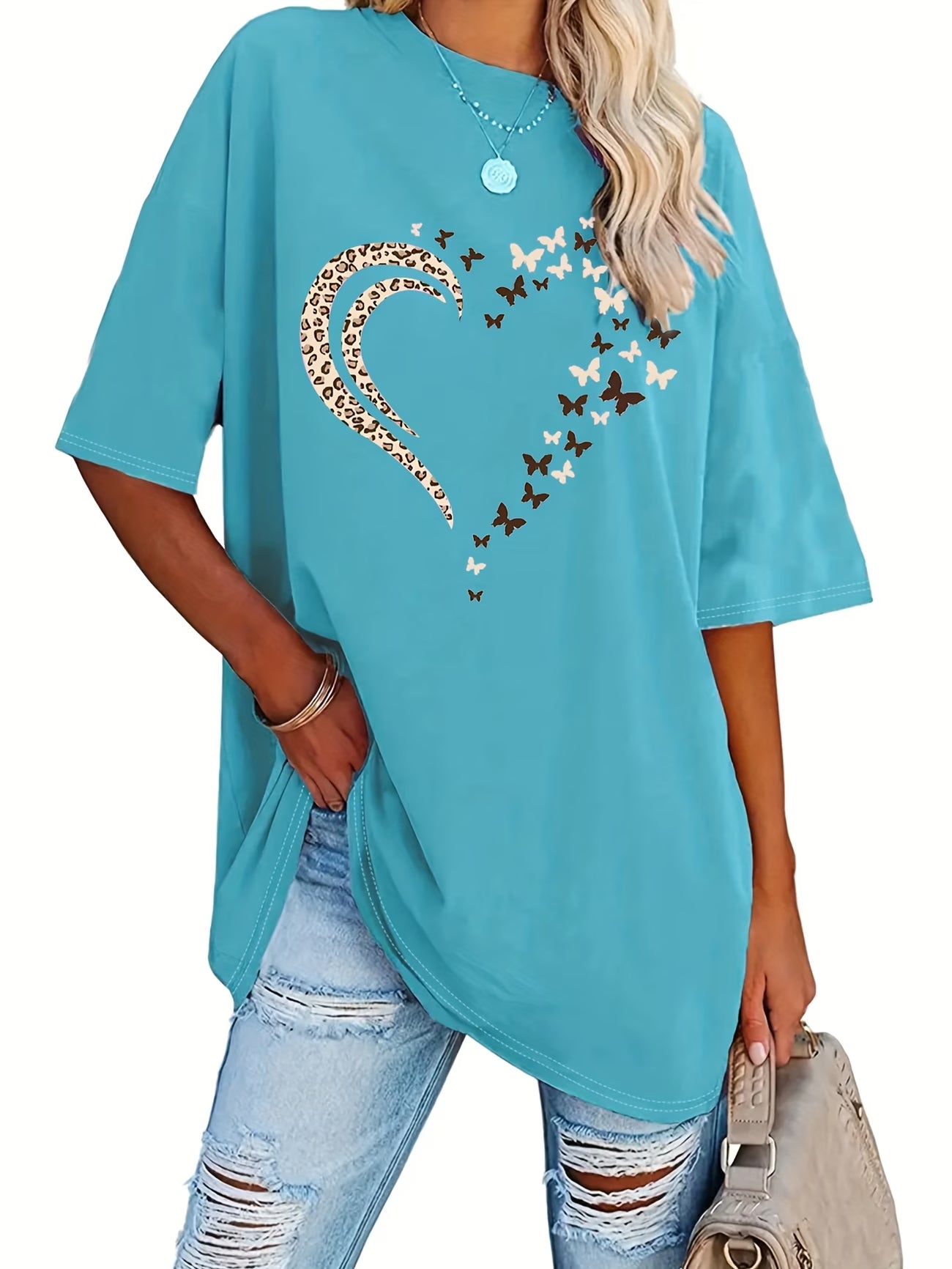 Printed Heart T-Shirt | Støt brystkræft