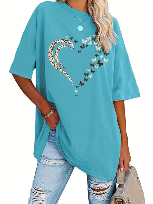 Printed Heart T-Shirt | Støt brystkræft