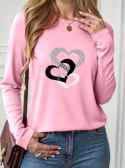Long-Sleeve with Heart Print | Støt brystkræft