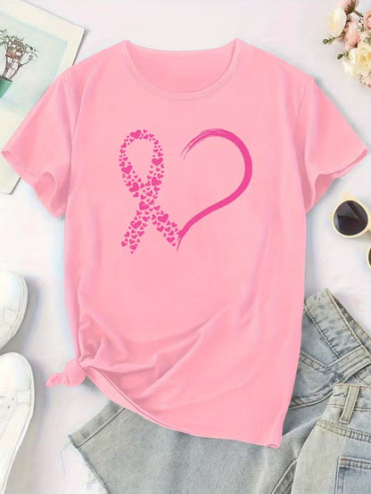 Pink Heart Ribbon Shirt | Støt brystkræft