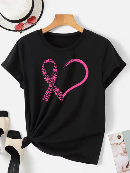Pink Heart Ribbon Shirt | Støt brystkræft