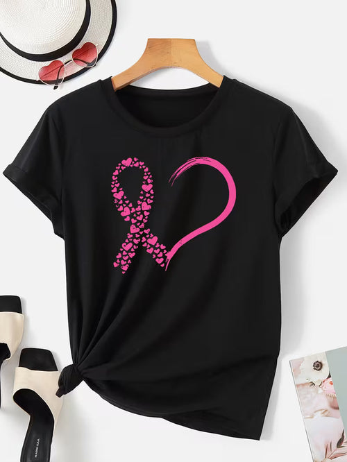 Pink Heart Ribbon Shirt | Støt brystkræft