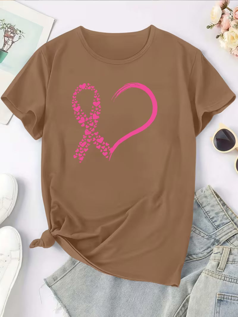 Pink Heart Ribbon Shirt | Støt brystkræft